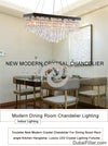 Modern Crystal Chandelier For Dining Room Rectangle Led Hanging Lighting Pearl Black Stainless Steel Suspension Lamps