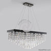 Modern Crystal Chandelier For Dining Room Rectangle Led Hanging Lighting Pearl Black Stainless Steel Suspension Lamps