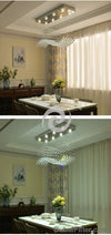 Modern Crystal Chandelier For Dining Room Rectangle Wave Design Flush Mount Bar Kitchen Island Lighting Fixtures