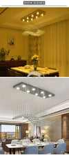 Modern Crystal Chandelier For Dining Room Rectangle Wave Design Flush Mount Bar Kitchen Island Lighting Fixtures